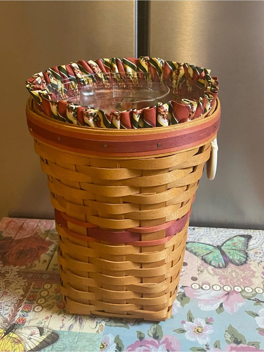 Vintage 1998 Longaberger Snapdragon Basket Cottagecore Farmhouse Decor